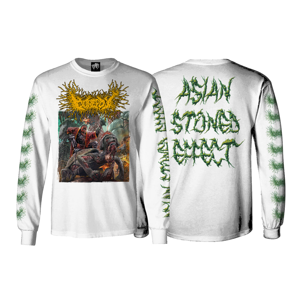 Gorepot "ASIAN STONED EFFECT - WHITE " Longsleeve
